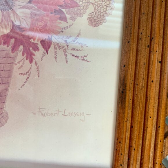 Vintage HOMCO Lattice Wood Frame w/ Floral Print – Mid Century Wall Decor 17x21 - Picture 6 of 8